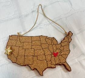 051-06-8355 Wondershop Us Map 6 Inch Cork Heart Christmas Ornament Target Xmas Holiday Star Gold