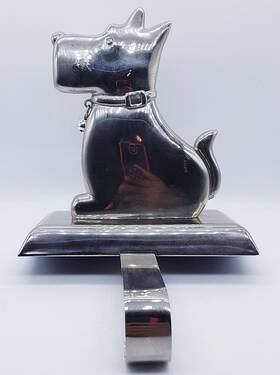 051031287 Wondershop Scottish Terrier Christmas Stocking Mantle Holiday Holder Silver Scotty Dog C11