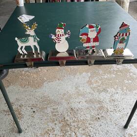 Wondershop 191908183992 4 Christmas Stocking Holder Set Penguin Snowman Santa Deer