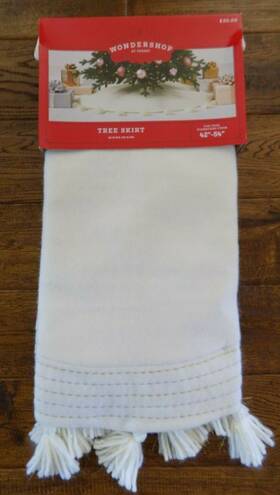 Wondershop 191908184586 New Target 48 Inch White Wool Christmas Tree Skirt Ivory
