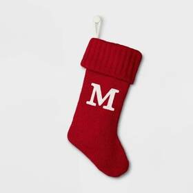 Wondershop 191908598253 Holiday Christmas Stocking Knit Red Monogram Letter M