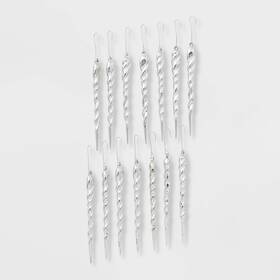 Wondershop 191908653174 Icicle Christmas Ornaments Silver 56ct Tree Decor Set 4 Packs New