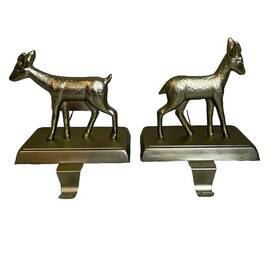 Wondershop 191908861067 Metal Reindeer Christmas Stocking Holder 2 Piece Brass/gold Color
