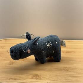 Wondershop 191908900360 Hippopotamus Christmas Ornament Plush 5 Inch Embroidered