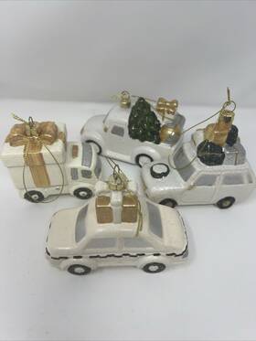 Wondershop 191908900452 Retro 4 Inch -5 Trucks Cars Taxi With Christmas Tree Ornaments Set Of