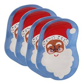 Wondershop 191908905037 Christmas Plate Melamine Dessert Tray Figural Ethnic Santa Set Of 4