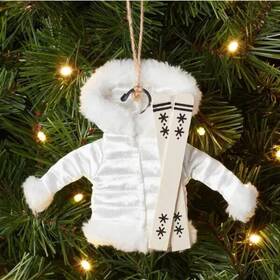 Wondershop 196761756901 Fabric Ski Jacket With Skis Christmas Tree Ornament - 4pc Set