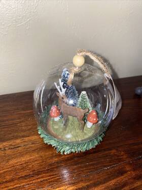 Wondershop 196761757137 Target Deer Mushroom Bottle Brush Tree Cloche Christmas Ornament New