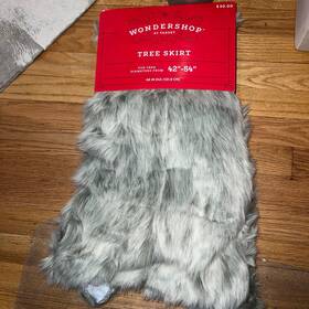 Wondershop 196761810597 Target Faux Fur Christmas Tree Skirt Light Gray New