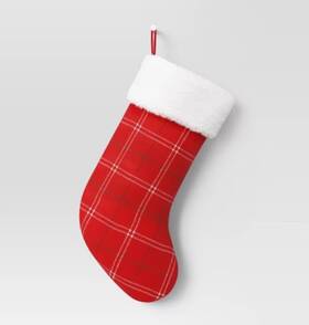 Wondershop 196761811327 20 Inch Plaid Christmas Holiday Stocking With Faux Fur Cuff - New