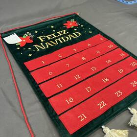 Wondershop 198101291011 Ftfeliz Navidadft Fabric Christmas Advent Calendar / Green Red Star Counter