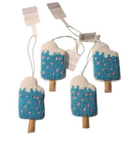 Wondershop 198101342089 Target Wonderland 4 Beaded Ice Cream Popsicle Christmas Ornaments Blue Nwt