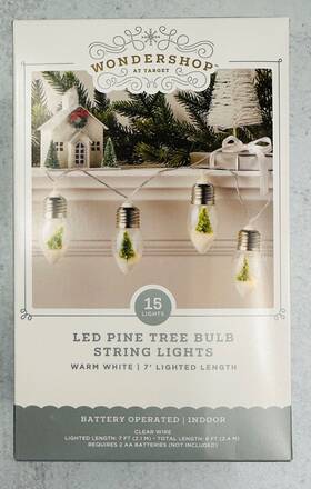 Wondershop 198101854599 7ft Christmas Tree 15 Led Bulb Battery Operated String Lights Indoor