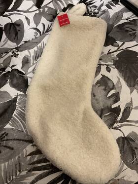 Wondershop 198850554153 Christmas Stocking White Faux Fur Plush Seasonal 19 Inch