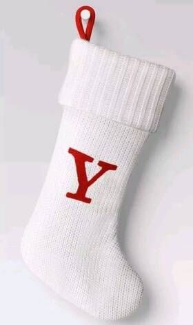 Wondershop 490510306172 18 Inch Monogram Letter Y Red White Knit Christmas Stocking Target