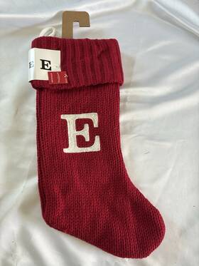 Wondershop 490510321694 New Red Holiday Monogram Knit Christmas Stocking Initial Letter E 20 Inch