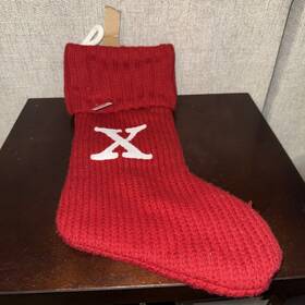 Wondershop 490510321779 Monogrammed 18 Inch Knit Christmas Stocking X Red- White Letter