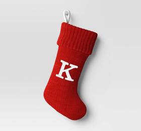 Wondershop 490510321786 Red Knit Christmas Stocking Monogram Initial Inch K Letter