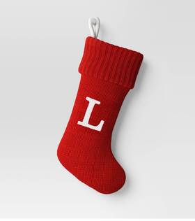 Wondershop 490510321793 Initial Monogram Knit 19 Inch Christmas Stocking Red Letters L
