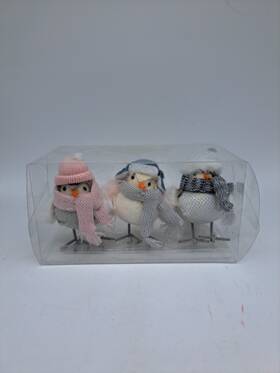 20019 Wondershop 490511217859 Featherly Friends Mini Fabric Birds Winter Christmas Pack Of 3