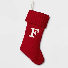 51031899 Wondershop Letter Initial Monogram F 19 Inch Red Holiday Knit Stocking Xmas Target