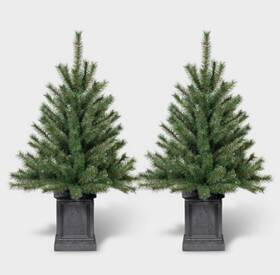 Wondershop 689720350215 2 Pack 3ft Artificial Douglas Fir Christmas Trees Unlit Potted Indoor Outdoor