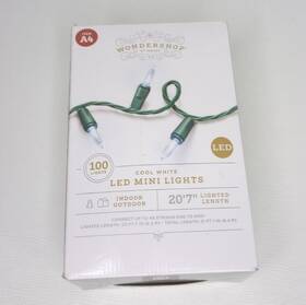 Wondershop 689720500993 100ct Cool White Led Mini Christmas String Lights New