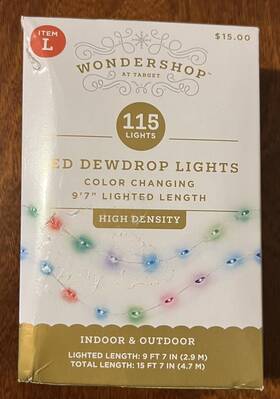 Wondershop 689720511821 Whondershop 115ct Led Dewdrop Indoor/outdoor Christmas String Lights Color Chang