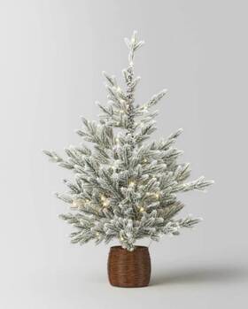 Wondershop 689720524449 40 Inch Glittered Flocked Balsam Christmas Tree Led Pre-lit Warm White