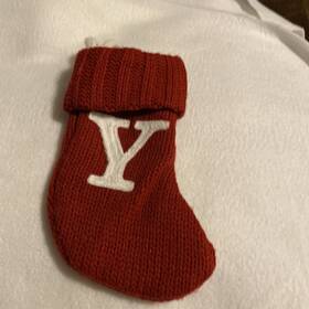 Wondershop 713264645516 Knit Monogram Letter Y Mini 8 Inch Christmas Stocking Red Home Decor