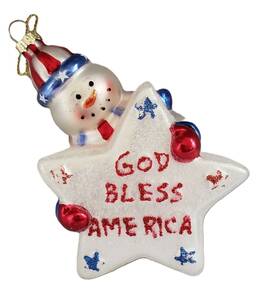 7189526523 Wondershop Mercury Glass Christmas Tree Ornament Patriotic Snowman Blown Hanging Rwb