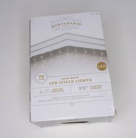 Wondershop 764878625504 70ct Warm White Led Christmas Icicle Lights New