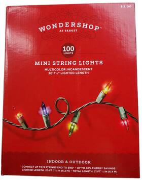 Wondershop 764878666330 Christmas Halloween Mini Lights 100 Ct Multicolor Indoor Outdoor
