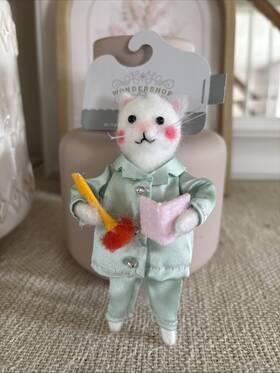 Wondershop At Target 042738045472 Christmas Ornament Cat White Felt Make Up Satin Pajamas 2025