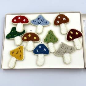 Wondershop - Target 042738040170 Fabric Mushroom Ornament Set 10 Piece Embroidered Christmas New 2024