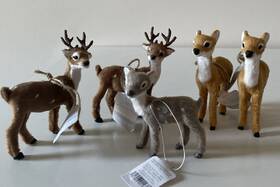 Wondershop Target 191908651187 Lot Of 5 Deer Reindeer Buck Flocked Fur Christmas Ornament New