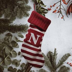 Wondershop Target 490510305755 18 Inch Monogram Letter N Red White Striped Knit Christmas Stocking