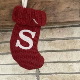 Wondershop Target 713264645400 Monogram Mini Christmas Stocking Letter S Initial Red 8 Inch Knit