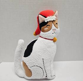 F16738451 Wondershop Target Christmas Cat Toss Pillow Faux Shearling Kitty 14.5 Inch Plush Nwt