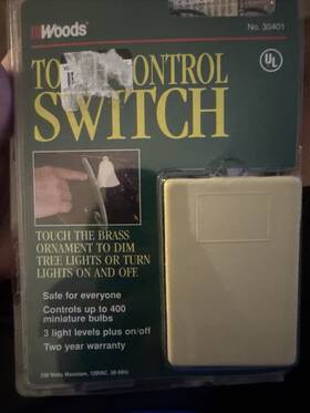 330401 Woods 008855304014 Touch Control Switch Christmas Tree Light Vintage 1996 Nos Plug In