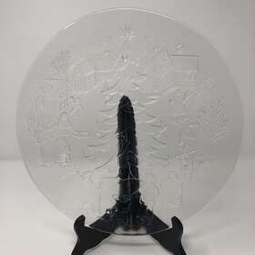 52146 World Bazaars Inc. Glass Christmas Platter Clear 12.5 Inch Round Serving Plate Holiday Winter-italian