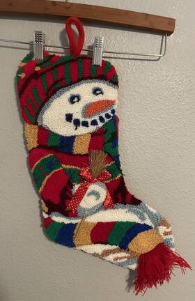 Pa2950tw World Bazaars Christmas Stocking Hooked Snowman Red Green Decorative Holiday