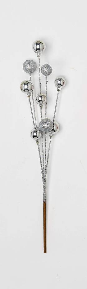 7849si Worth Imports 608646135249 18 Inch Christmas Glitter Ball Silver Set Of 3 Spray