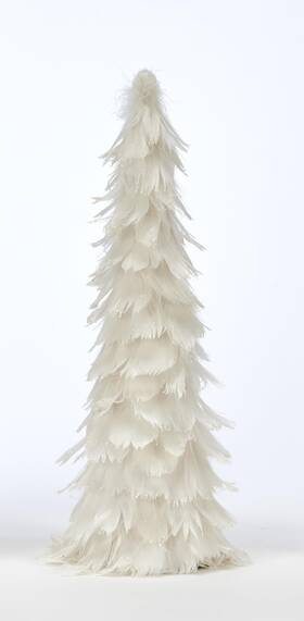 9093wh Worth Imports Feather Christmas Tree Tabletop Decoration White