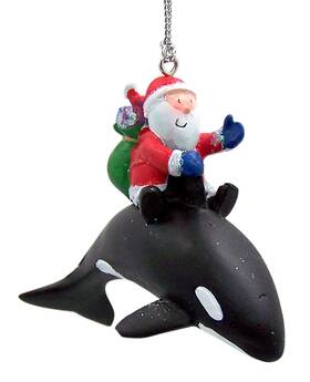 Wowser 811396037347 Santa Riding An Orca Whale Christmas Ornament 2 1/2 Inches Tall