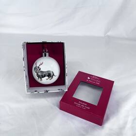 1742048 Wrendale Designs Royal Worcester Dachshund Dog Through The Snow Christmas Bauble