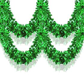 Fz-14 Wuhetyo 33ft Christmas Tinsel Garland Shiny Thick Green Decor Xmas Tree Decora