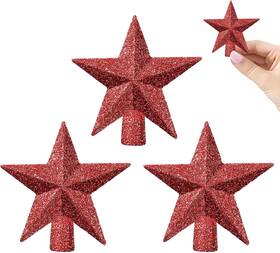 Topper01 Wvsafv Wasafv 3pcs Mini Star Tree Topper For Christmas Small Red Glitter