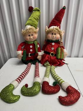 Wwl 643710924244 Elf Shelf Sitters Plush Boy And Girl Christmas Dolls Elves Glitter Sequins Large