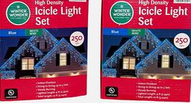 Es99-158a Wwl Blue Icicle Lights Set High Density Christmas 500 White Wire 2 Boxes